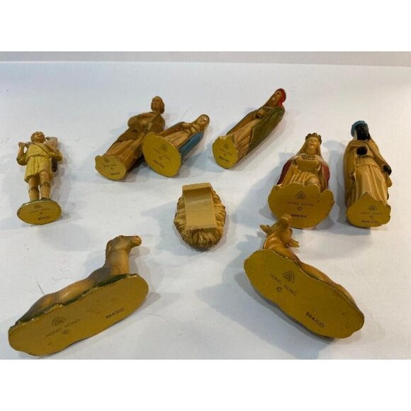 Vintage Nativity 9 Pc ART Plastics Small Figures Holy Family British Hong Kong - Picture 6 of 6